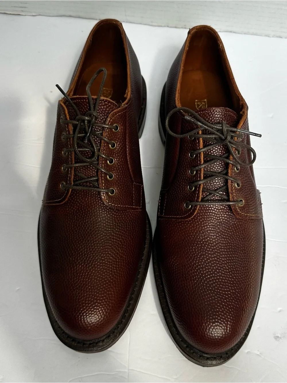 ALLEN EDMONDS Men’s Wine Brown Leather Gridiron Oxford Pebbled Shoes- Size 11
